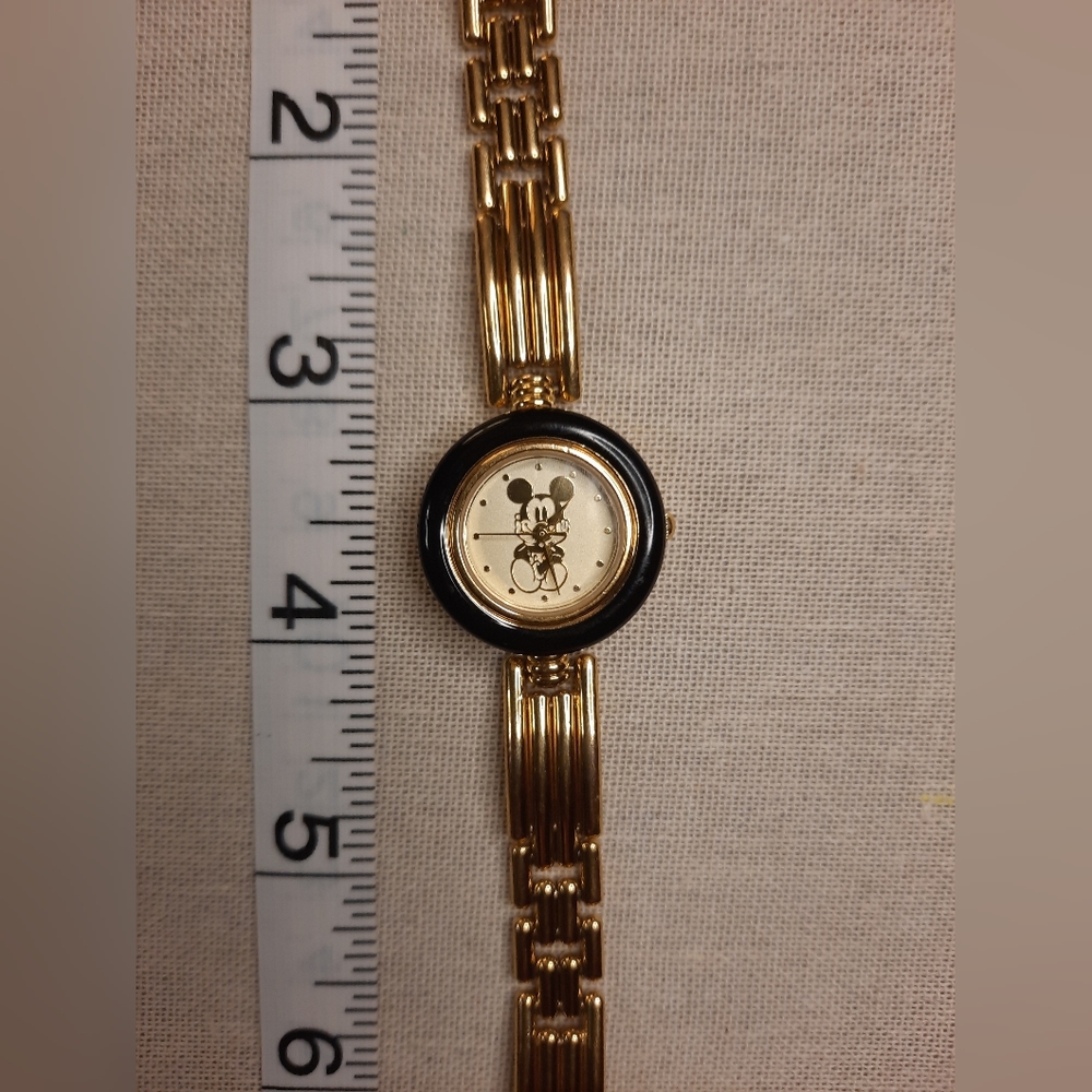 Disney Time Works Gold Tone Mickey Mouse Watch -Japan